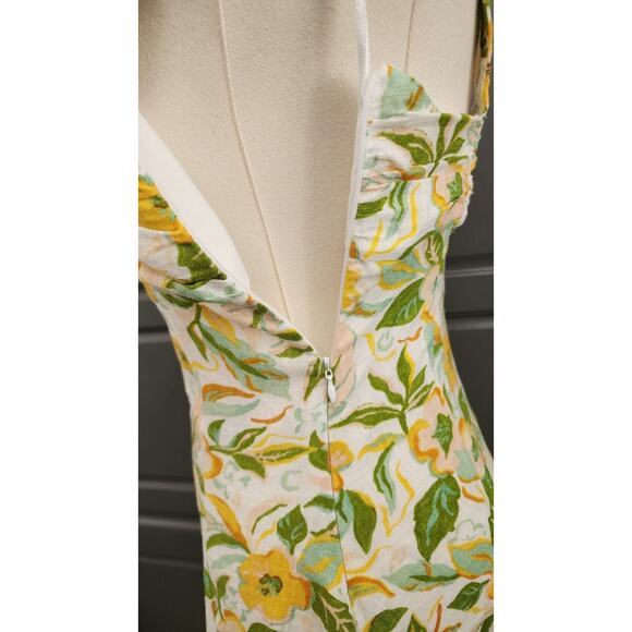 ZARA Strappy Floral Linen Sun Dress Small 8351/037/330 Party Brunch Ruched Bust - Picture 5 of 7